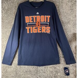 Detroit Tigers MLB CSA Genuine Merchandise Navy Long Sleeved T-shirt Small NWT